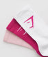 Gymshark | Crew Socks 3 pk - Margenta Pink/Pink/ Sweet pink